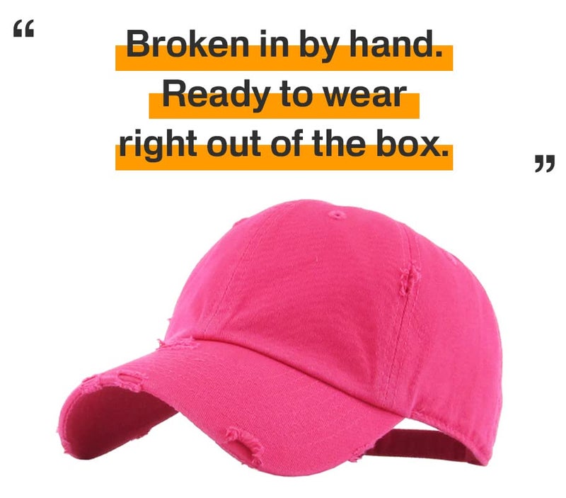 KBETHOS KBE-VINTAGE HPK Vintage Washed Cotton Baseball Cap, Hot Pink - Image 4
